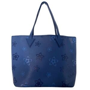 CALLIGRAM • Blue Leather Tote Shoulder Travel Bag Purse
